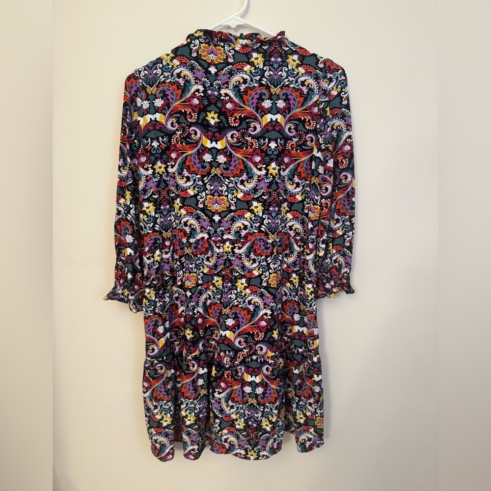 LOFT Floral Paisley Button Front Dress Women’s Medium Petite Boho Viscose - Picture 2 of 6